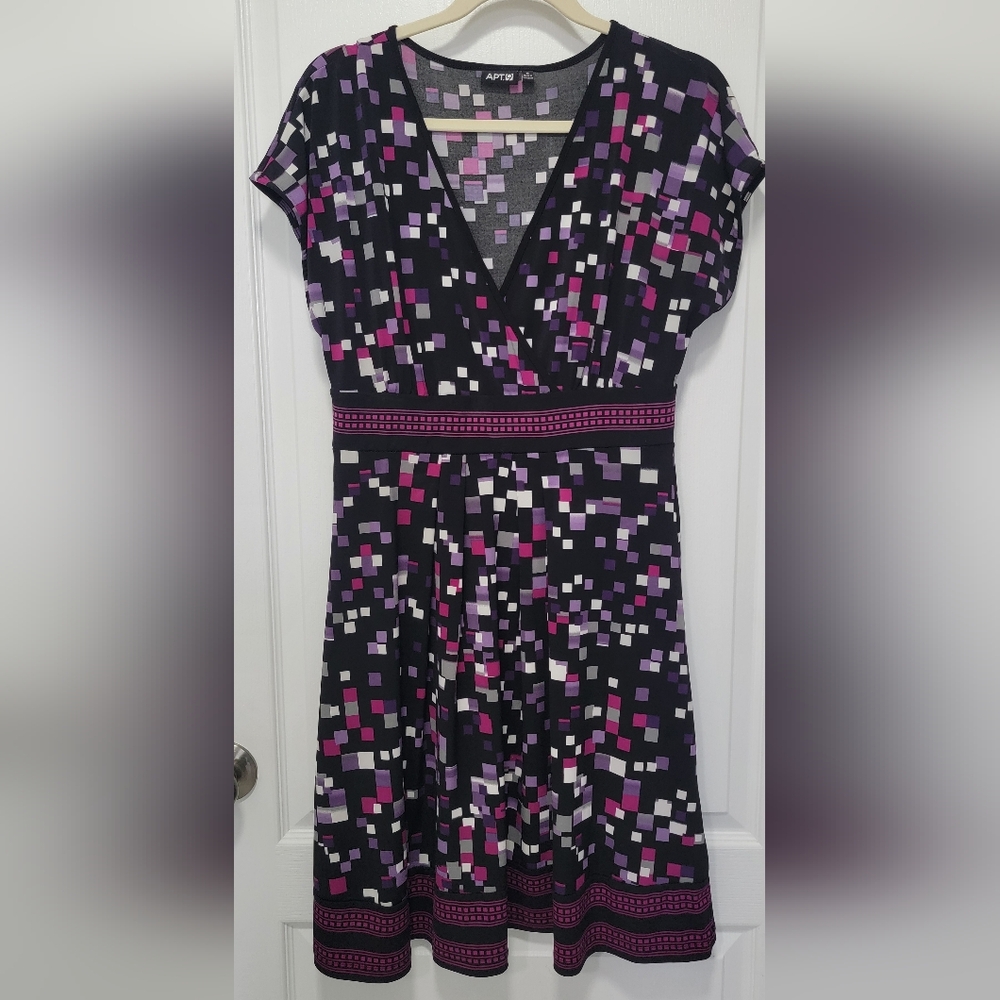 Apt. 9 Women's Black and Purple Geometric Midi Dress